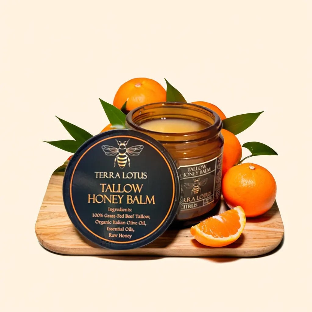 Organic Grass-Fed Beef Tallow Balm with Raw Honey - Moisturizing Cream for Soft, Smooth Skin - Handmade All-Natural Moisturizer (4oz, Unscented)