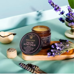 Organic Grass-Fed Beef Tallow Balm with Raw Honey - Moisturizing Cream for Soft, Smooth Skin - Handmade All-Natural Moisturizer (4oz, Unscented)